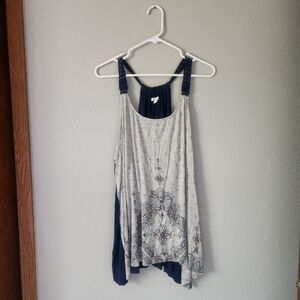 Maurices Patterned Gray and Blue Tank Top